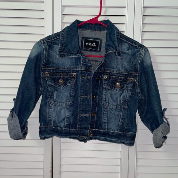 Rue21 Jackets & Coats Cropped Sleeve Jean Jacket Poshmark